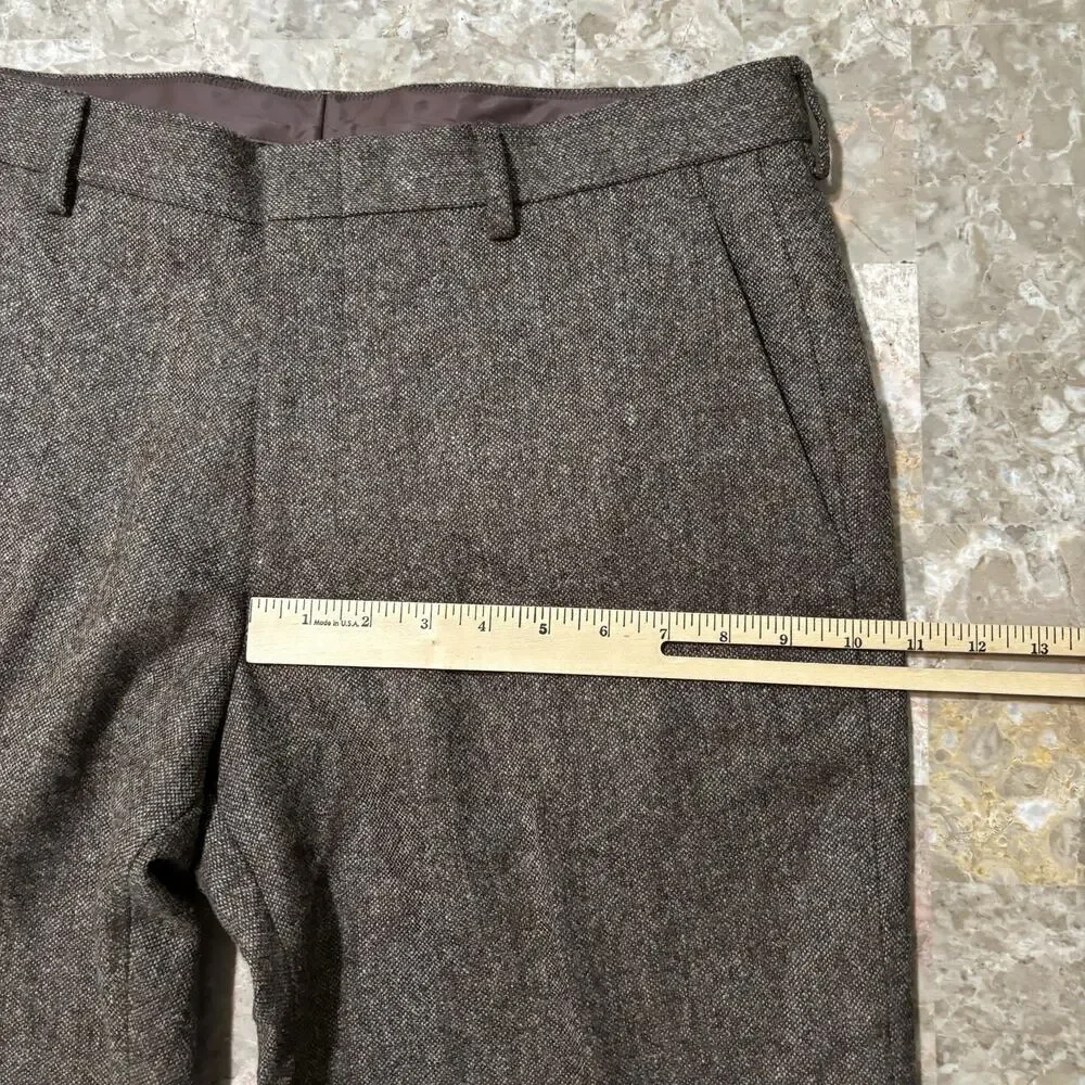 J Crew Pants Mens 34x32 (fits 36x32) Brown Wool English Tweed Dress Slacks